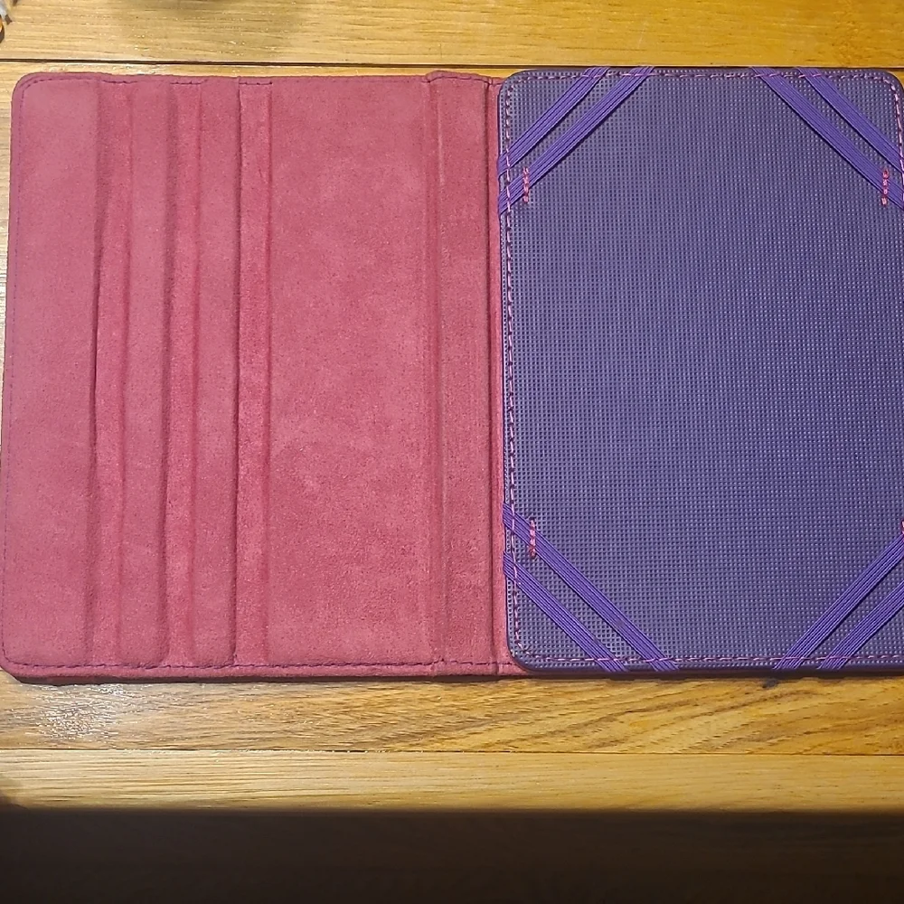 Purple Tablet Folio Case with Pink Elastic Band